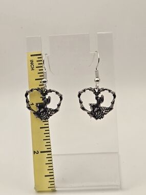 Silver Cactus Heart Drop Earrings - Women Jewelry